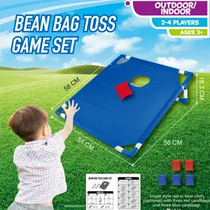 Portable Sandbag Toss Game Set Foldable Durable 6 Sandbags Included Red & Blue Ideal For Outdoor Parties Camping Backyard Fun Holiday Gifts