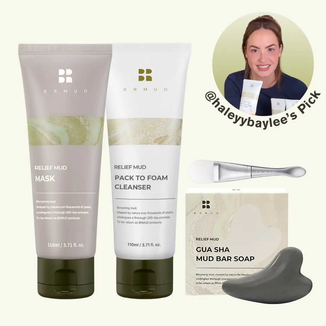 [Haleyy Baylee’s Pick] BRMUD Full Mudcare Set (3+1 FREE) - Foam Cleansing Mask, Gua Sha Soap Pack, Smooth Radiant Skin Support, Free Mud Brush Gift