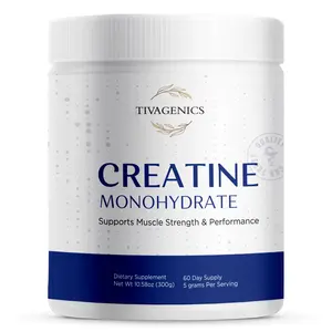 TIVAGENICS Creatine Monohydrate Powder 300g - 100% Pure Micronized for Fast Absorption Strength Power & Endurance Made in USA Lab-Tested Healthcare Muscle Fitness Supplement Drink - Edible - Dietary - Natural