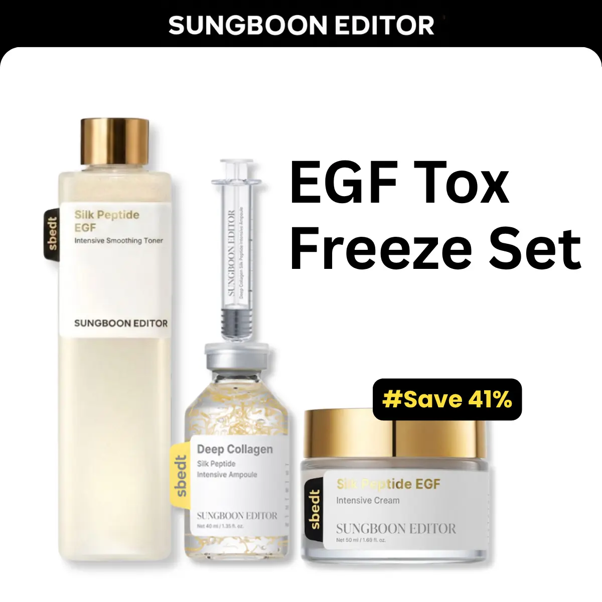 [SAVE 39%] EGF Silk Freeze Set | Silk Peptide EGF Toner, Ampoule & Cream Trio, Advanced Wrinkle-Correcting Routine | EGF, Hexapeptide-8 & 30 Types of Peptides | For Skin 30s and Up, Botox-Alternative Care | Korean Skincare, K-Beauty