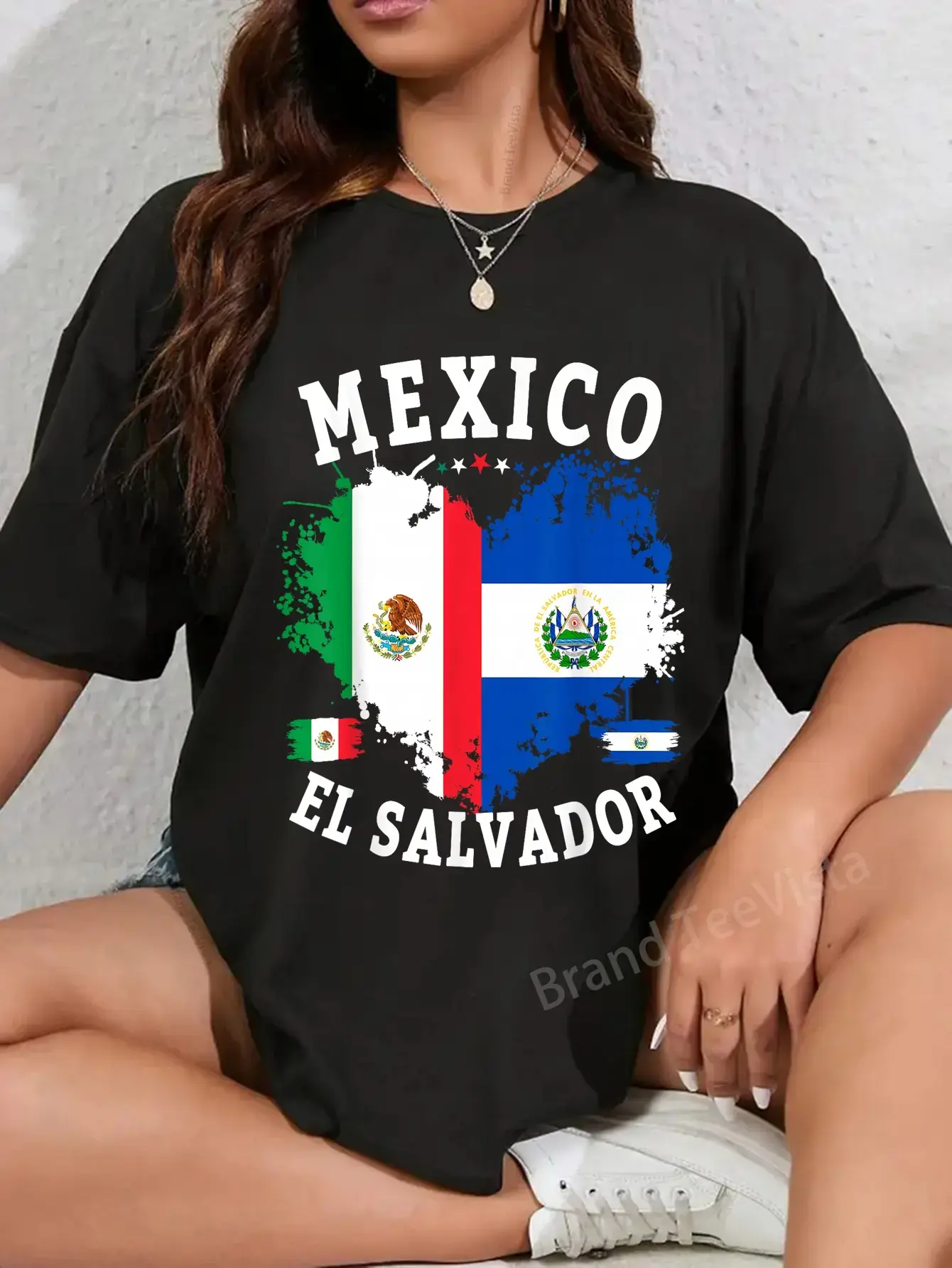 100%25 Cotton Mexico & Salvador Flag Costume Idea for Salvadoreño T-Shirt