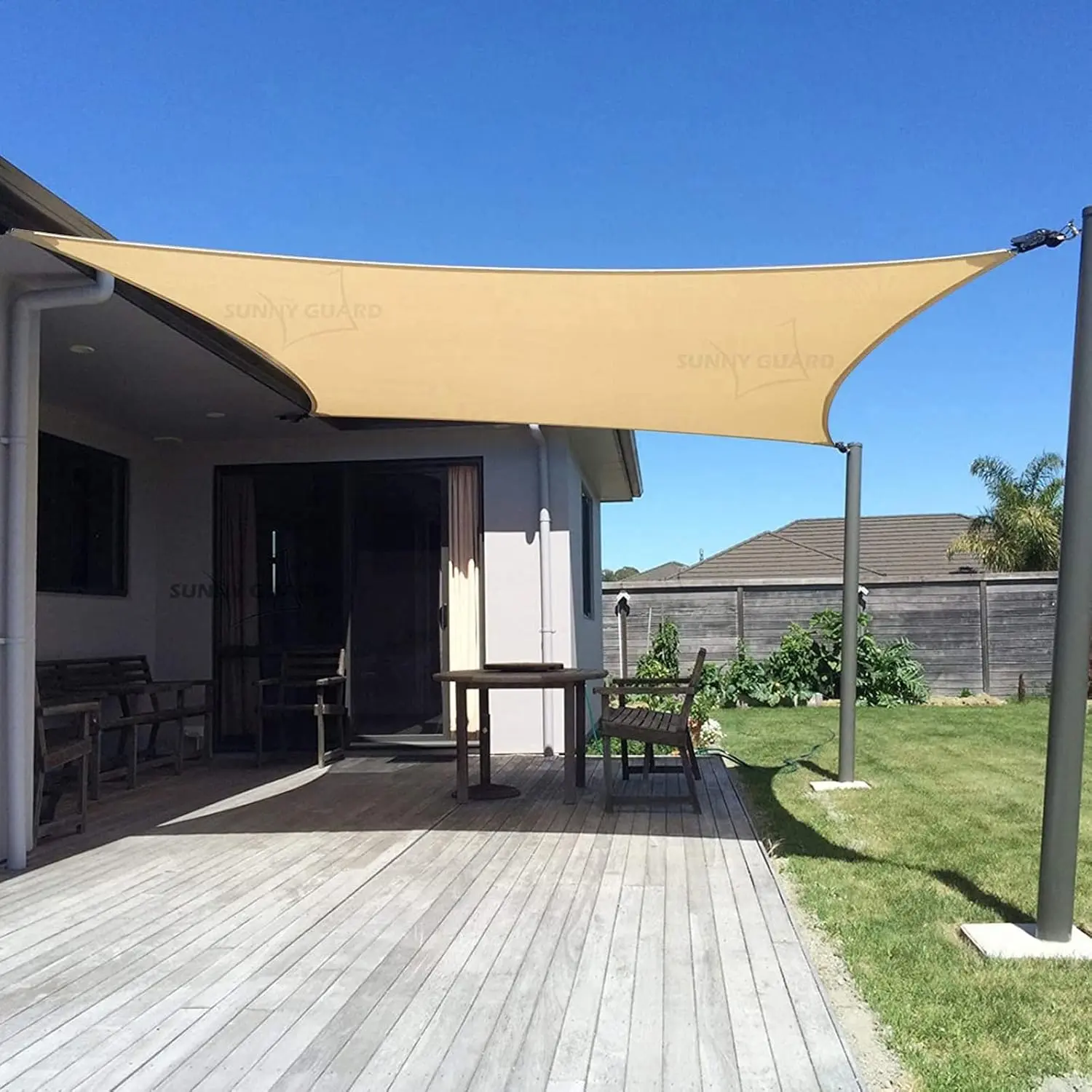 UV-Block Rectangle Sun Shade Sail, 10'x13' Sand Outdoor Canopy for Backyard