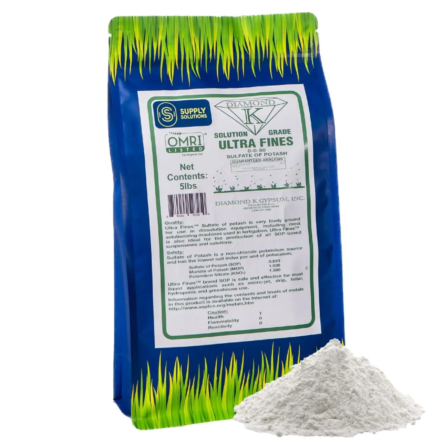 Supply Solutions Sulfate of Potash 0-0-50 Organic Potash Fertilizer 5 Pounds for Flowers Fruits Gardens OMRI Listed Supports Soil Health & Disease Resistance