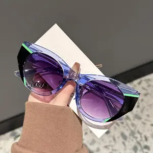 Women's Trendy Casual Semi-Rimless Cat Eye Sunglasses - Female, Transparent Candy Color, Vintage Floral Design, Polycarbonate Frame, AC Blue Light-Blocking Lenses, Metal Hinges, Anti-Eyestrain Eyewear