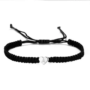 Popular black rope love 26 letter bracelet pure hand-woven heart-shaped bracelet exquisite peach heart couple jewelr
