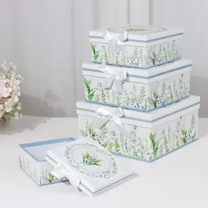 Set of 4 Cardstock Square Nesting Gift Boxes With Lids 6",7",8",9"