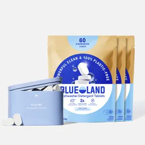 Blueland Dishwasher Tablets, 1 Year Supply, Plastic-Free Mineral & Plant-Based Eco-Friendly Dish Soap Tablets with Reusable Storage Tin