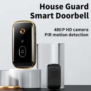 House Guard Smart Doorbell Camera 480P HD PIR Motion Detection Real-Time Active View 2-Way Audio Night Vision 3600mAh Battery 2.4G WiFi Only ring sound wireless door bell