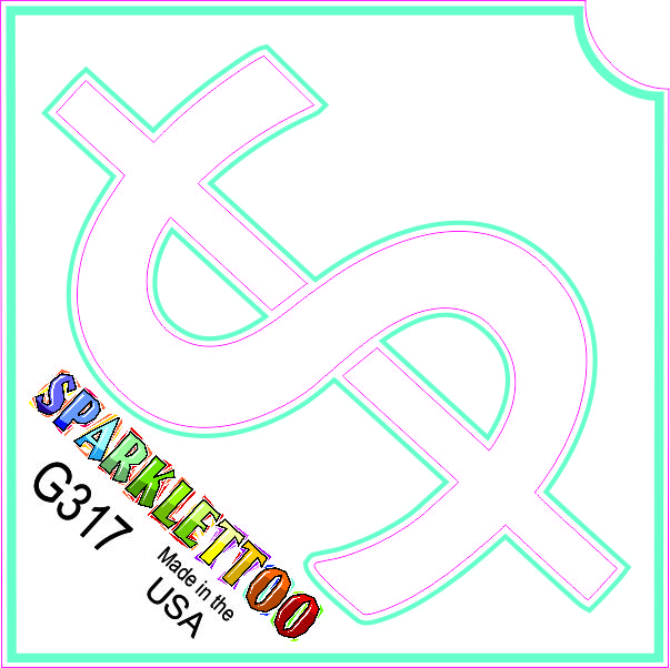 212 MAIN Temporary Tattoos - G317-2 Ruby Red Glitter Finish, 1.5x2.3x2.3 in 2-Ply Dollar Sign Design, FDA Safe, Easy Apply, 100-Pack for Men's Costume & Special Occasion Accessories