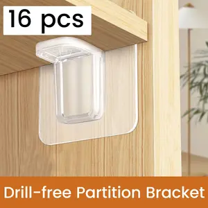 16 Counts Shelf Support Pegs,Punch-Free Bracket Pins, Strong Load-Bearing Transparent Supports for Wood & Glass