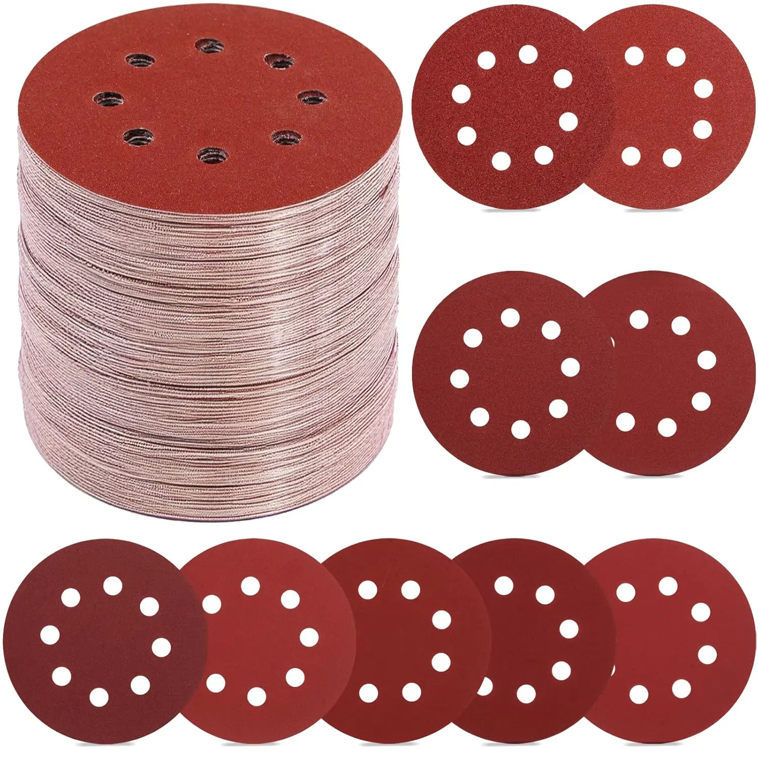 5 Inch Sanding Discs Hook and Loop Sandpaper for Random Orbital Sander, Multiple Grit Options