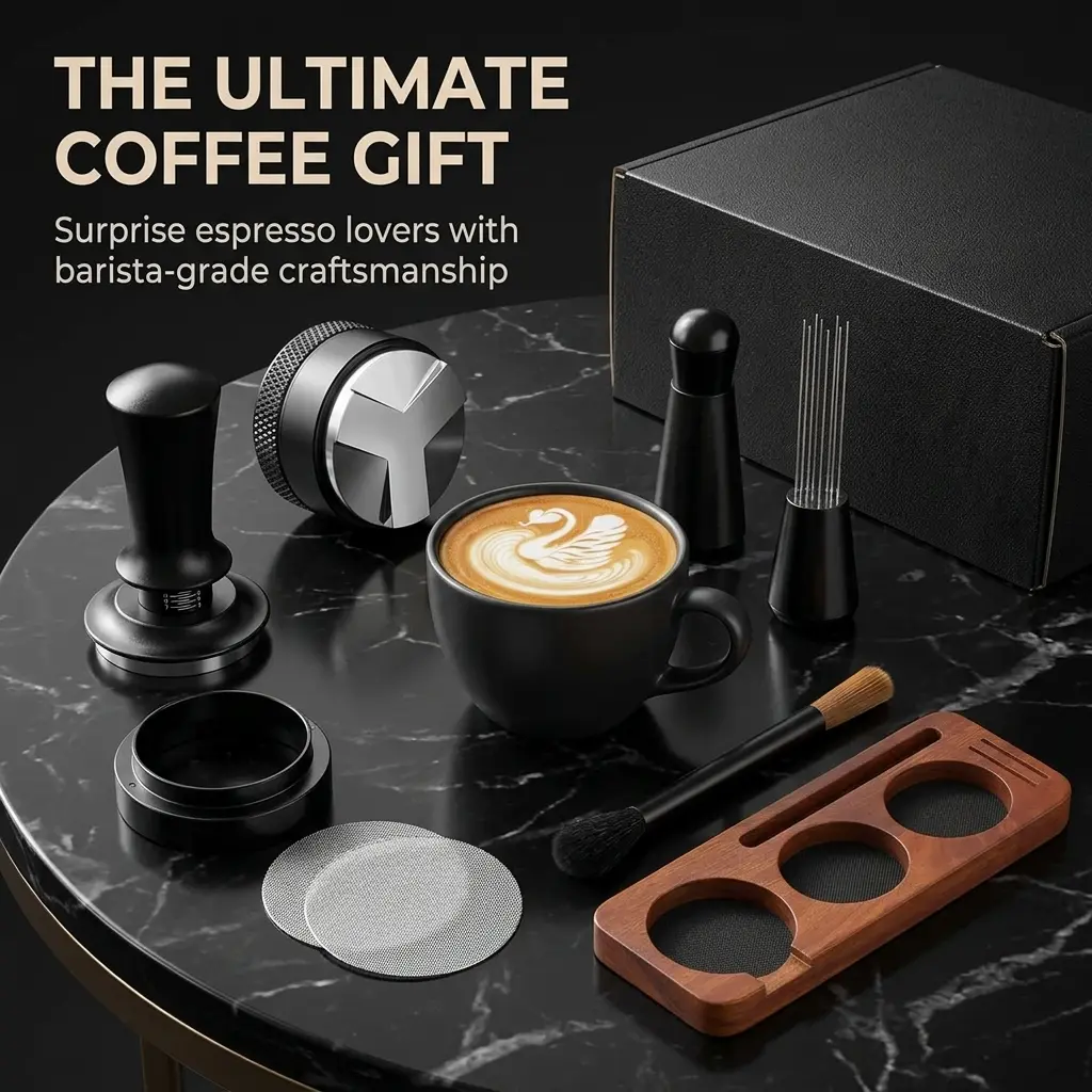 Latte Art and Espresso Tool Set with 51mm Tamper and Tamping Station