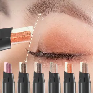 6pcs/set Matte Pearlescent Glitter Eyeshadow Stick, Cream Shadow Stick – Long-lasting Waterproof, Two-tone Design, Swivel Design, Glitter Highlighter, Ideal Holiday Gift Collection