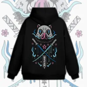 Inosuke Hashibira with his sword Dual Serrated Nichirin Katanas shirt, Demon Slayer t-shirt, Anime sweatshirt hoodie, Anime lover t-shirt, Trendy Best Gift  F4W1R