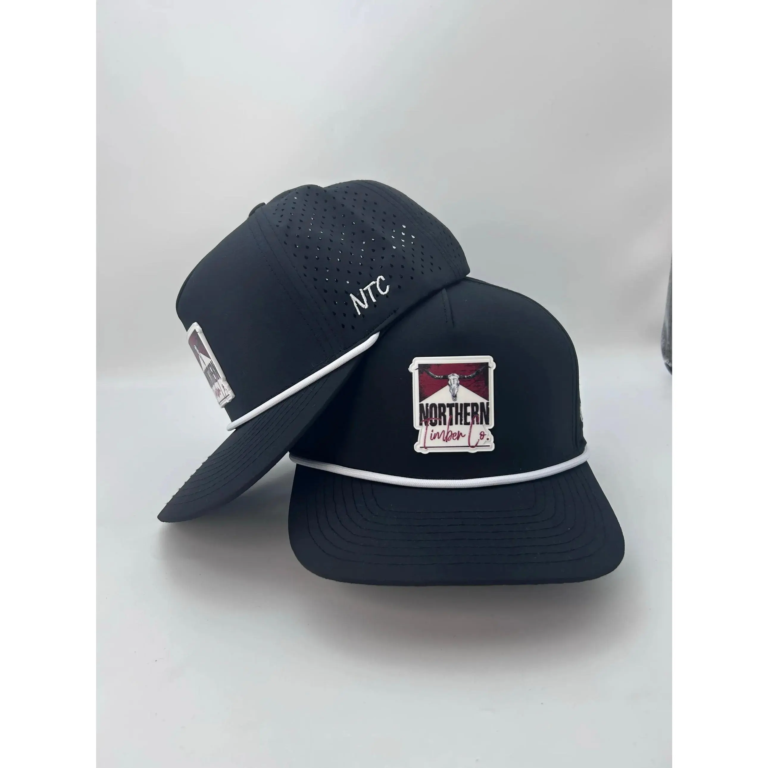 Classic Black Snapback Hat - Rope Detail, Black Hatband, PVC Logo Emblem, Adjustable Fit Fashion Accessory Hats, Snapback Hat Hats