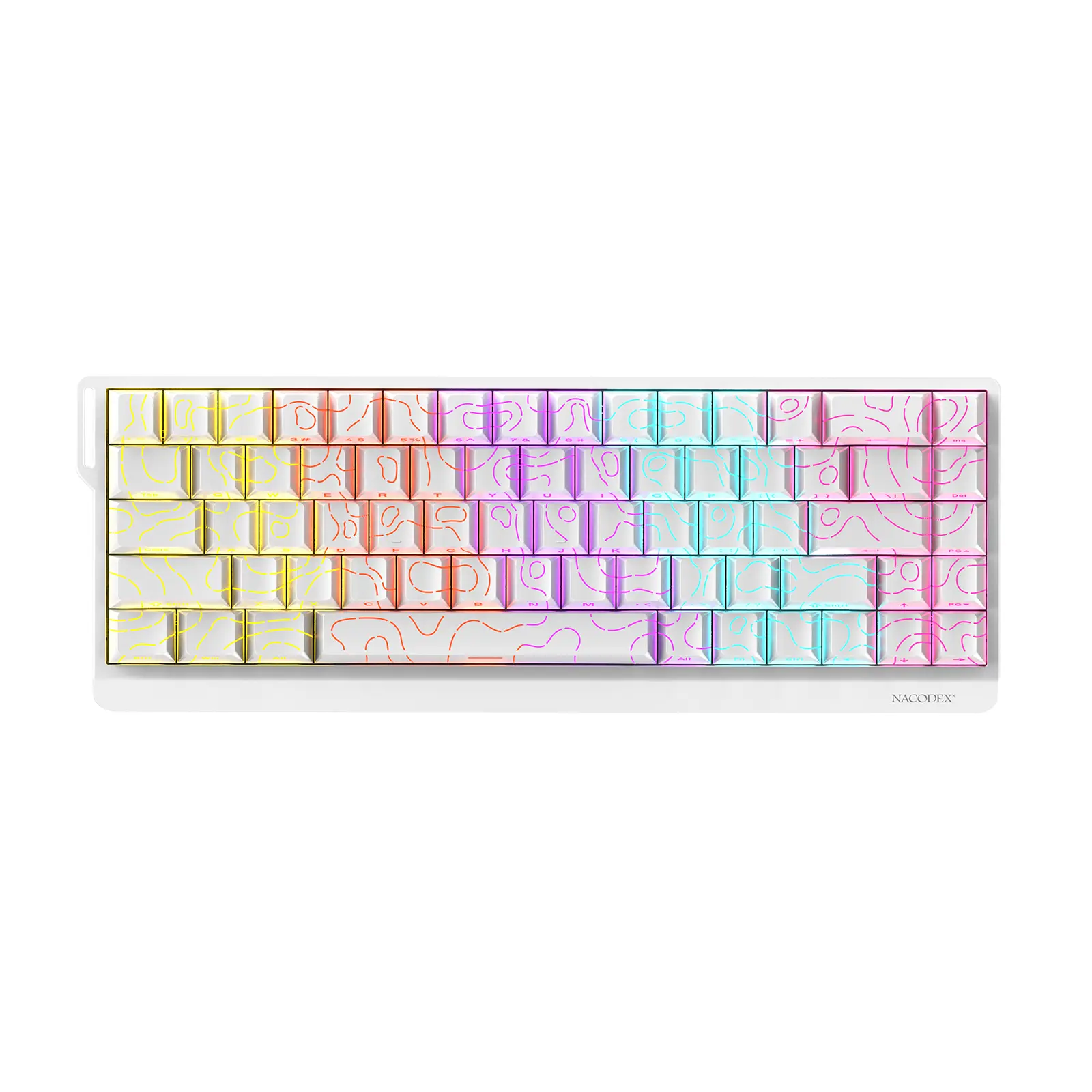 AJAZZ NK68 V2 Gaming Mechanical Keyboard - 68-Key Layout Compact Ribbon Design, Plug-and-Play Wired, Mixed light, Colored LED Keycaps, Multi-Platform Compatible with Windows/iOS/iPad, High Performance Keyboards for Gaming