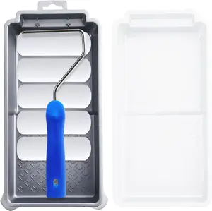 Mister Rui Foam Paint Roller 8 Pack 4 Inch Mini Paint Roller Kit with Small Foam Paint Roller Covers, Frame, Tray & Liner for Professional Painting