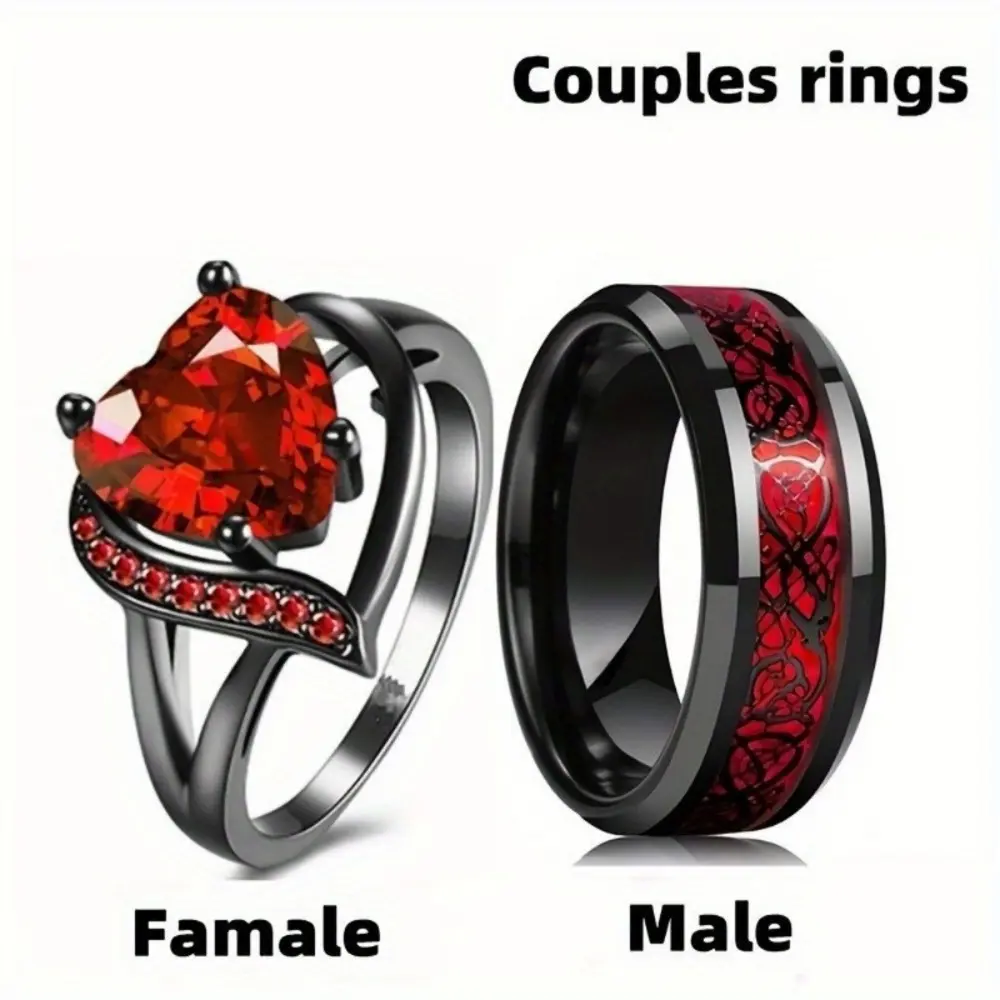 Vintage heart-shaped rings, couple rings, vintage engagement and wedding rings for women, gifts for mothers or loved ones.
