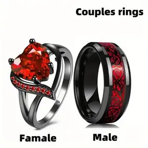 Vintage heart-shaped rings, couple rings, vintage engagement and wedding rings for women, gifts for mothers or loved ones.
