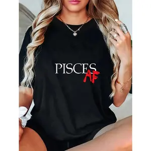 Cotton Pisces AF Zodiac Star Sign Astrology Minimalist T-Shirt