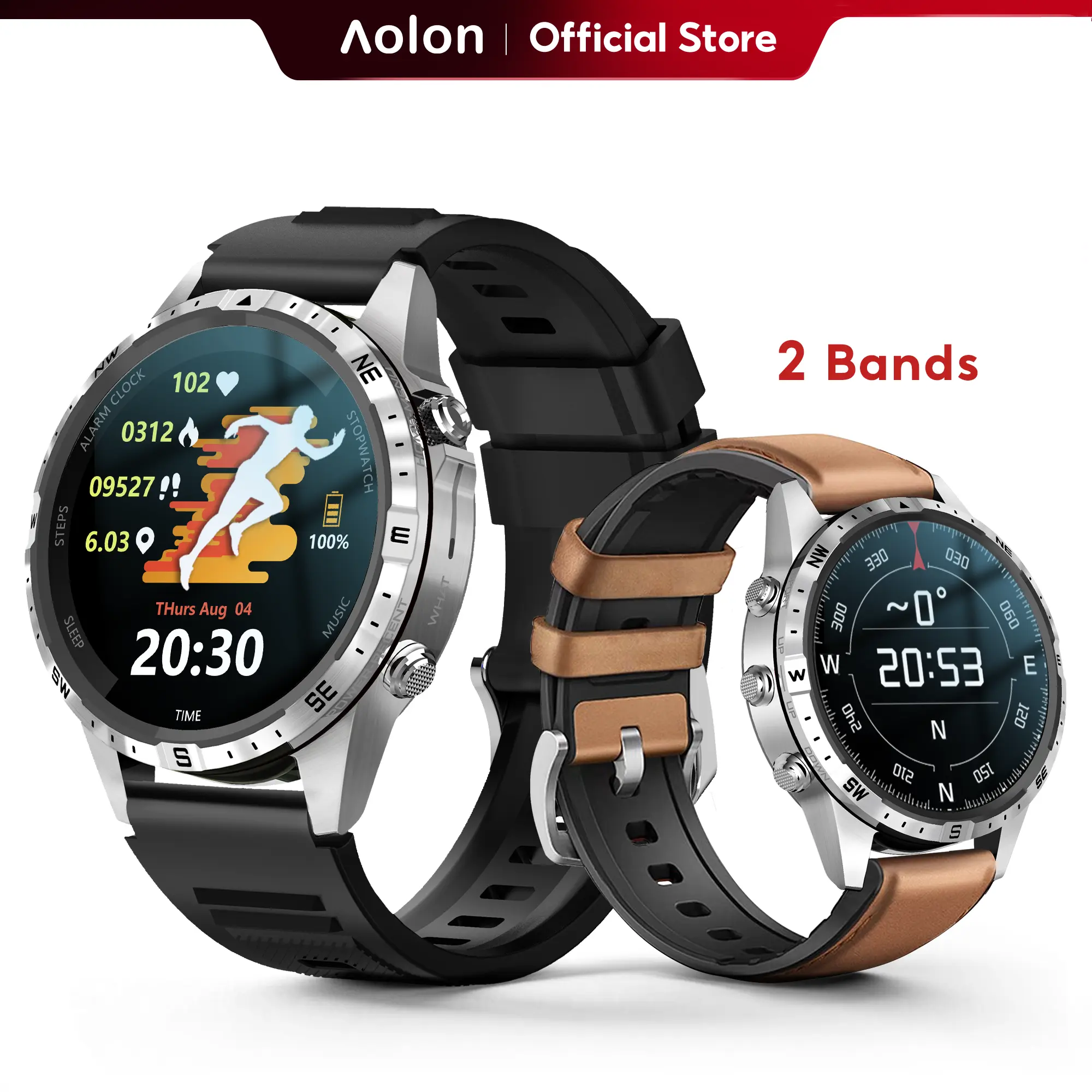 Aolon GT5 Pro Multifunctional Smartwatch - 1.6in HD Screen, Stainless Steel Alloy Build with Silicone Accents, GPS, Android Compatible, Fitness Tracking, Waterproof, Bluetooth Calling, Black Men's Gym Wearable#travel essentials#back to school
