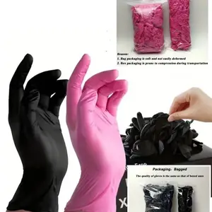 10/50/100pcs disposable cleaning gloves, high elasticity household cleaning gloves, waterproof gloves suitable for kitchen cleaning, tattoos, hair dyeing, beauty salons, pet care products, cleaning supplies (black, pink)