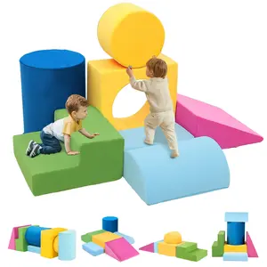 Winzoo 7-Piece Toddler Soft couch, Colourful Foam Blocks with Ball Pit, Indoor Play Equipment for Crawling & Sliding