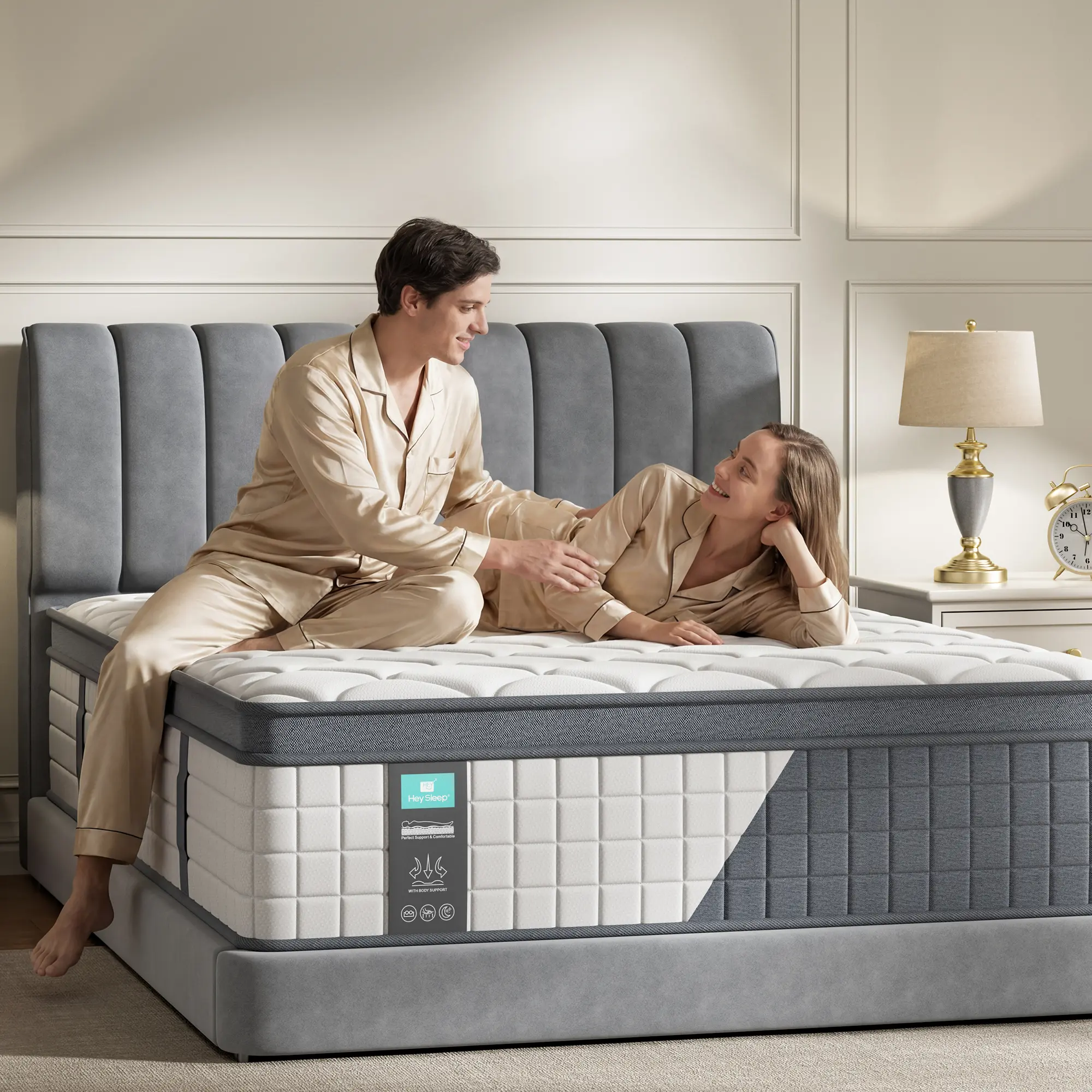 [HEYSLEEP] Luxury Hybrid Mattress in a Box, 10/12/14 Inch, Twin Queen King Sizes, Medium Plush & Modern Ergonomic Design, Perfect for Side & Back Sleepers, Suitable for Bedrooms, Guest Rooms & Hotels, CertiPUR-US