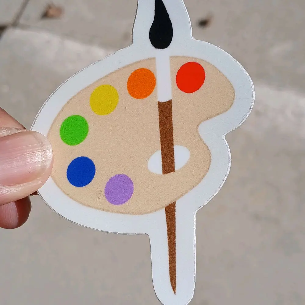 Paint Pallette Sticker - Colorful Design with Paintbrush, Ideal for Crafting and Decoration