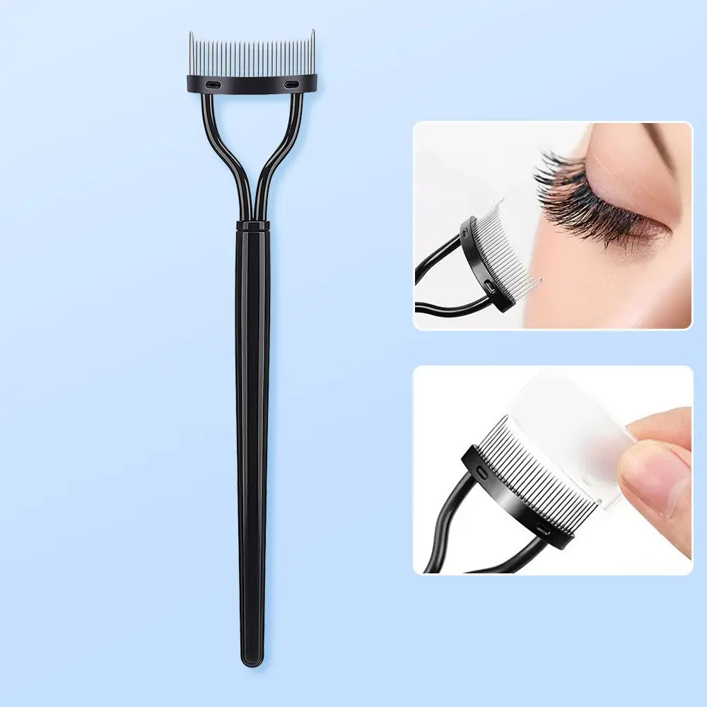 Stainless Steel Eyelash Comb, Mascara Lash Separator and Eyelash Brush, Professional Cosmetic Tools Makeup Tool to Prevent Clumping, Portable Eyelash Curler for Perfectly Defined Lashes