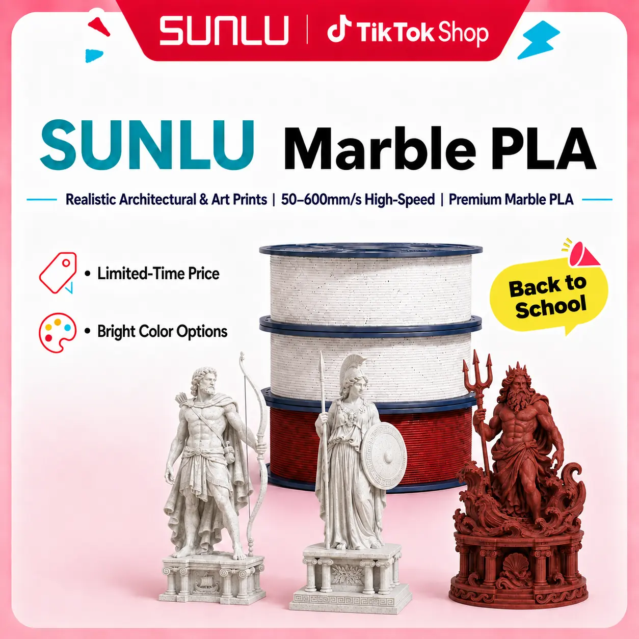 High Speed PLA Marble 3D Printer Filament 1KG - Ashen Concrete, Brick Red, Forest Green, Shadow Storm, Oreo, Chestnut Brown 4257 tiktokshopbacktoschool