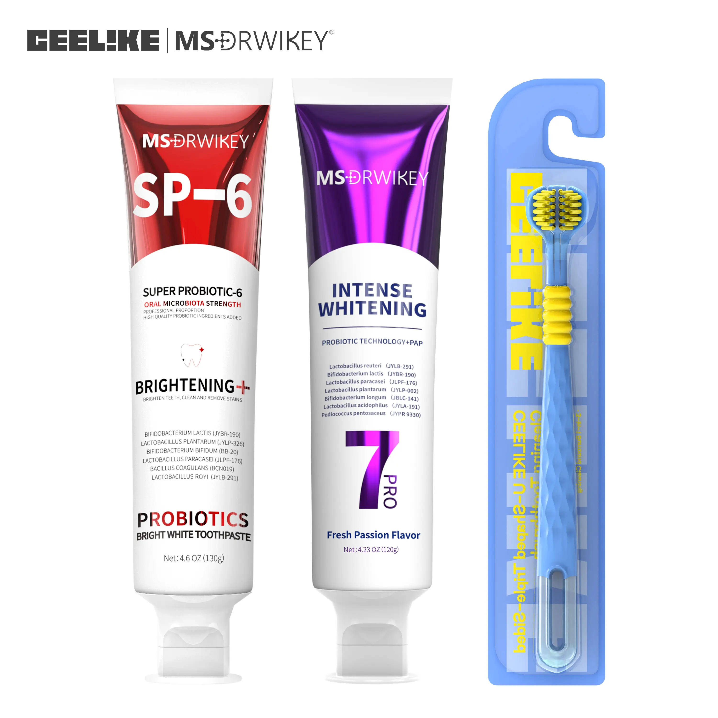 MSDRWIKEY | CEELIKE Whitening Oral Care Set | Toothpaste + Toothbrush Combo, Deep Clean & Instant Radiance for a Stunning Smile!