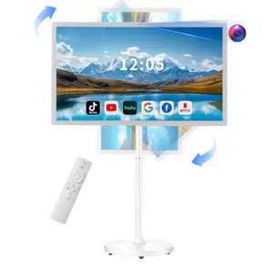 32-Inch Smart Portable TV on Wheels - FHD Touch Screen, Wireless Rollable, 8G RAM, 128G Storage, 6-8H Built-In Battery, Android 14, Full Swivel Rotation, Remote Control, App Support, Grey HD Tablet summerwins