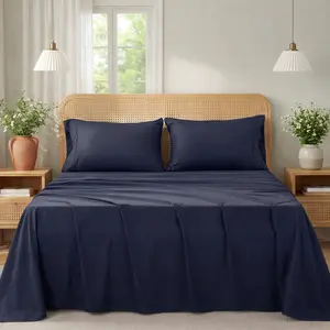 Bamboo Sheets Set 4PCS Cooling Bed Sheets Soft Breathable Luxury Bedding Set Deep Pocket 16 Inches Silky Smooth for Hot Sleepers