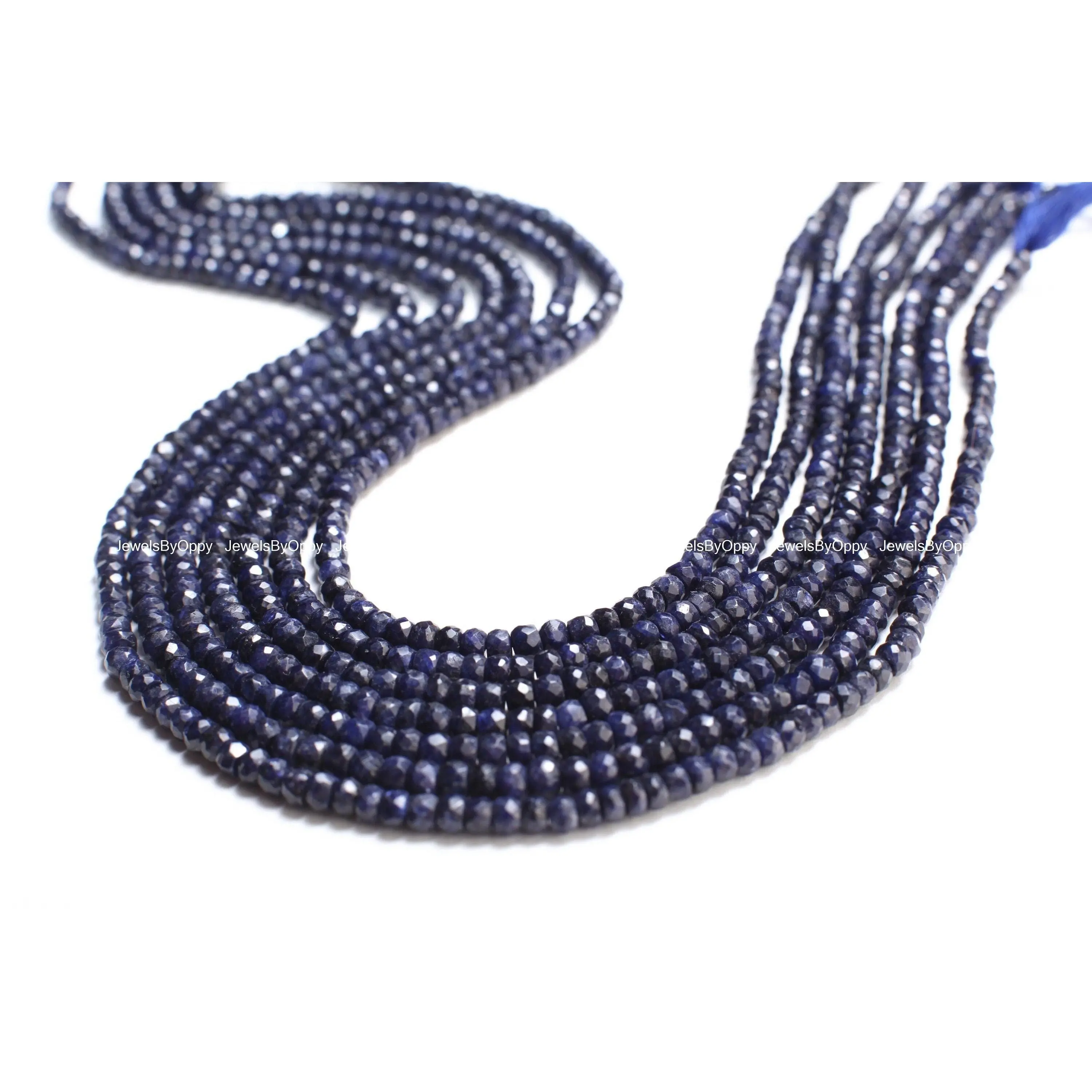 Natural Sapphire Blue Faceted Roundel Bead. Sapphire Jewelry Making Gemstone Necklace, Bracelet Bead . 4mm