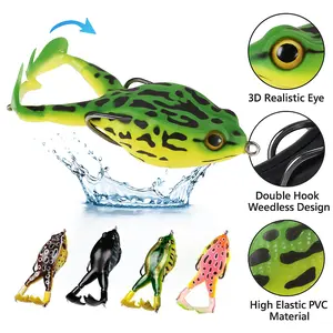 FINXTIDE 5PCS Topwater Frog Lures Bass Trout Fishing Lures Kit Set Realistic Prop Frog Soft Swimbait Floating Bait with Weedless Hooks for Freshwater Saltwater Dealsforyoudays