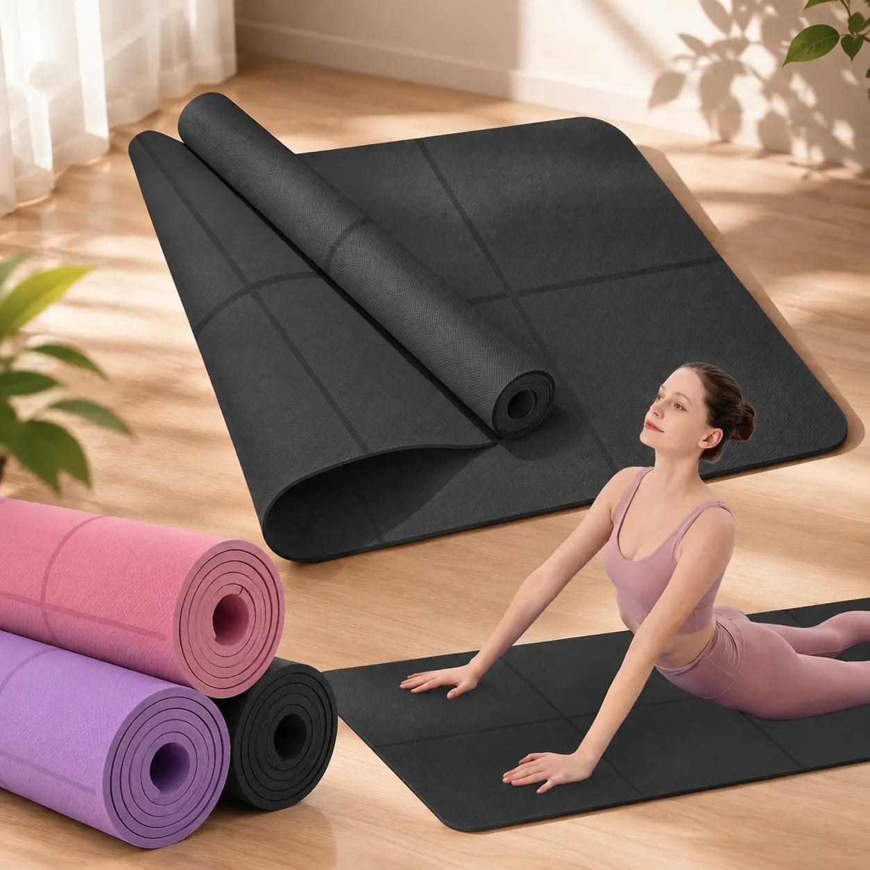 Yoga mat sports fitness EVA comfortable foam 4mm thick yoga mat sports yoga and Pilates gymnastics mat
