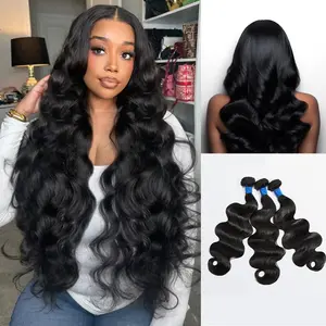 StarHair Body Wave Straight Ocean Wave Bundles Luxury 100% Virgin Bundles Human Hair Ideal for Sew-in Quick Weave Ponytails and Wig Tangle-free Smooth Reusable Natural Black #Summervibes