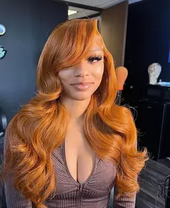 Tuneful Ginger 13X6 Lace Front Wig Human Hair 13x6 Hd Transparent Lace Frontal Wigs Human Hair 180 Density Body Wave Ginger Wig Human Hair Pre Plucked Colored Wigs for Women