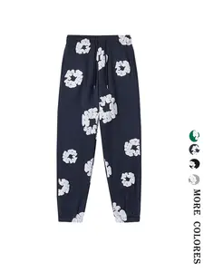 New Men's Women's Hooded Long-Sleeved Sweater and Loose Casual Floral Fleece Sweatpants Set, Kapok Foam Printing for Comfortable Style