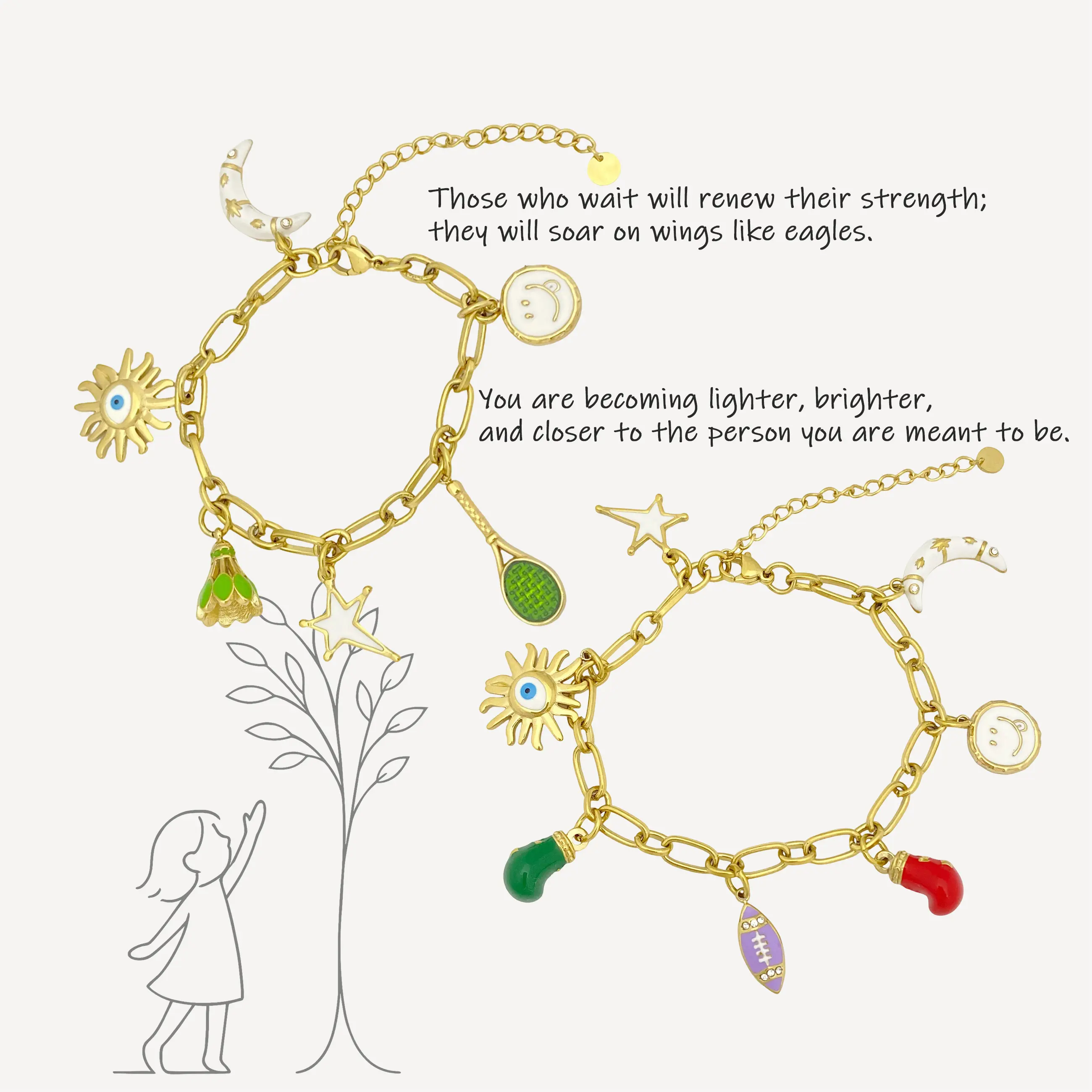 Sports Theme Bracelets - Badminton & Rugby Pendant Charm Bracelet, Sun Moon Stars Smiley Face Pendant Bracelet