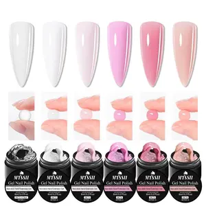 Non Stick Hand Extension Gel, 6 Counts/set Transparent Solid Self-leveling Gel Polish, Nail Art DIY 3D Carving Flower Modeling Gel, Rhinestone Glue, Poly Gel Kit, Nail Art Supplies