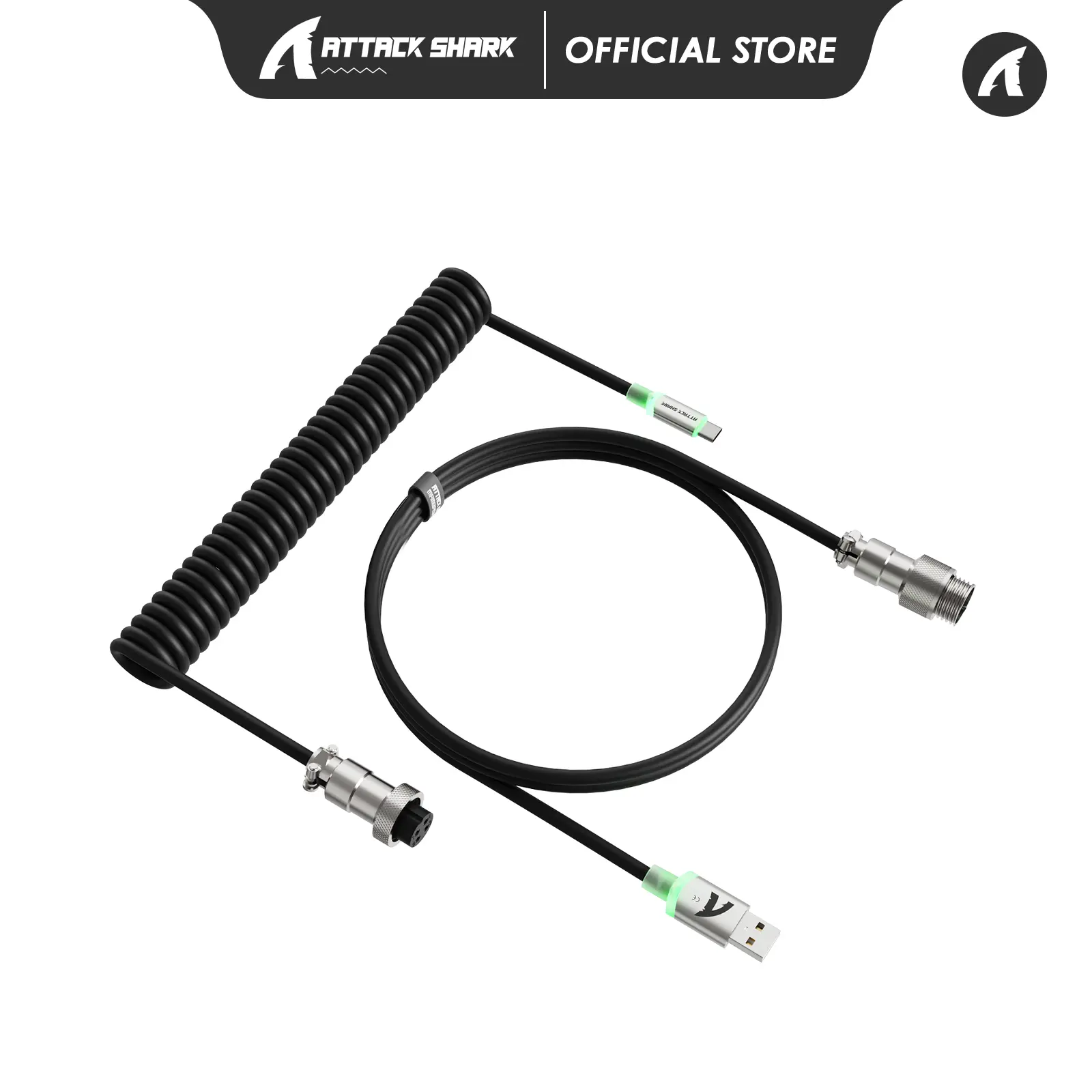 Attack Shark C01Ultra Custom Aviator Cable - TPU RGB Light Up USB - C for Magnetic Keyboards, Support 8KHz Polling Rate, Double - Sleeved Durability, Data Transfer/Fast Charging, 4.71Ft (1.23Ft Coiled + 3.28Ft Straight) Hdmi Output