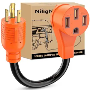 Nilight RV Generator Adapter Cord 30Amp to 50 Amp 3 Prong Pure Copper Heavy Duty Twist Lock Male Plug 10 Gauge Wire L5-30P 14-50R 30M/50F for RVs Camper Caravan Van Trailer, Generator Connection, Pure-Copper Core