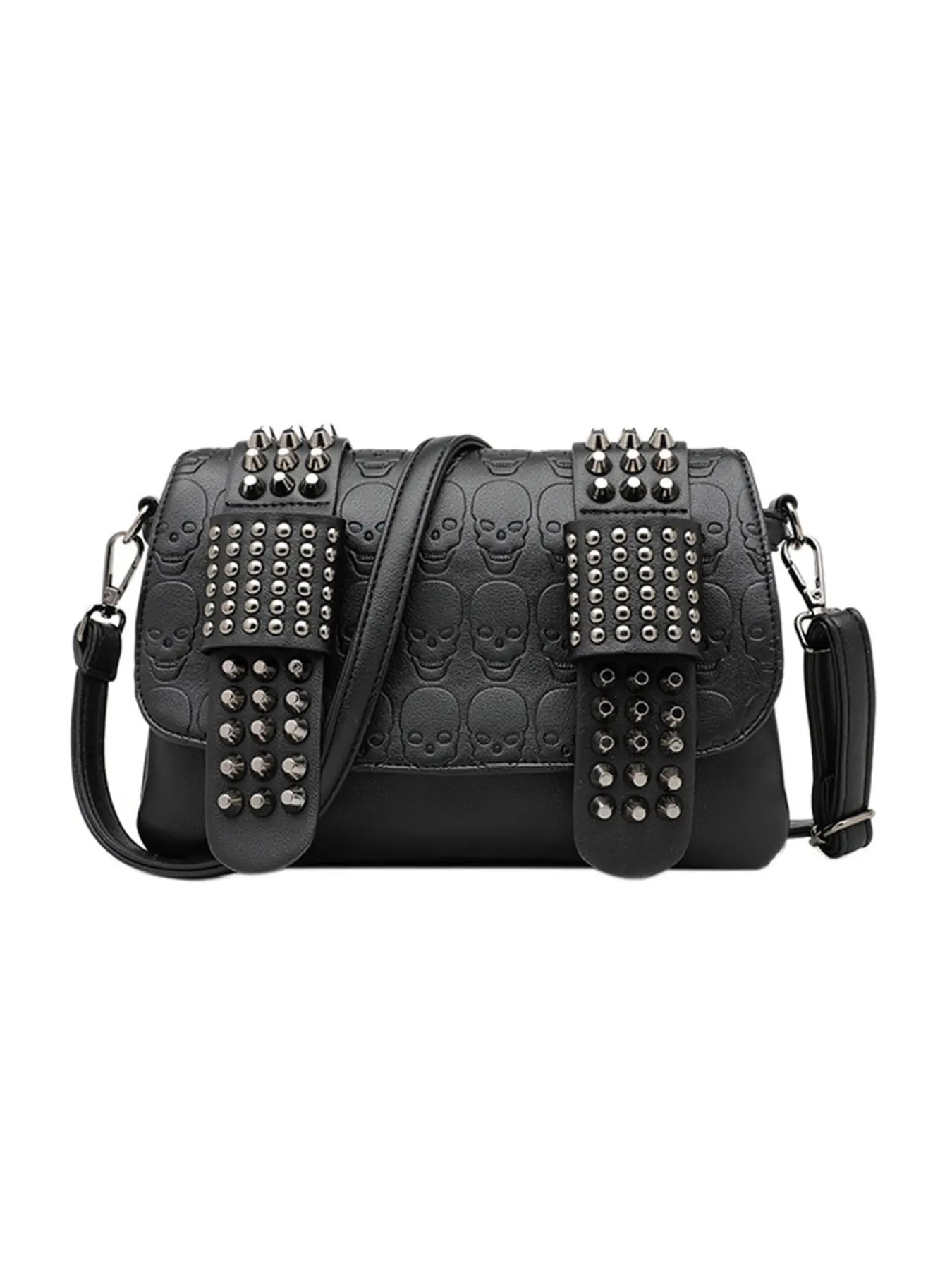 New Fashion Rivet Skull Embossed One Shoulder Crossbody Personalized Small Square Bag Suitable for Daily Shopping and Friends Gathering Casual Fashionable Bags Crossbody Bag