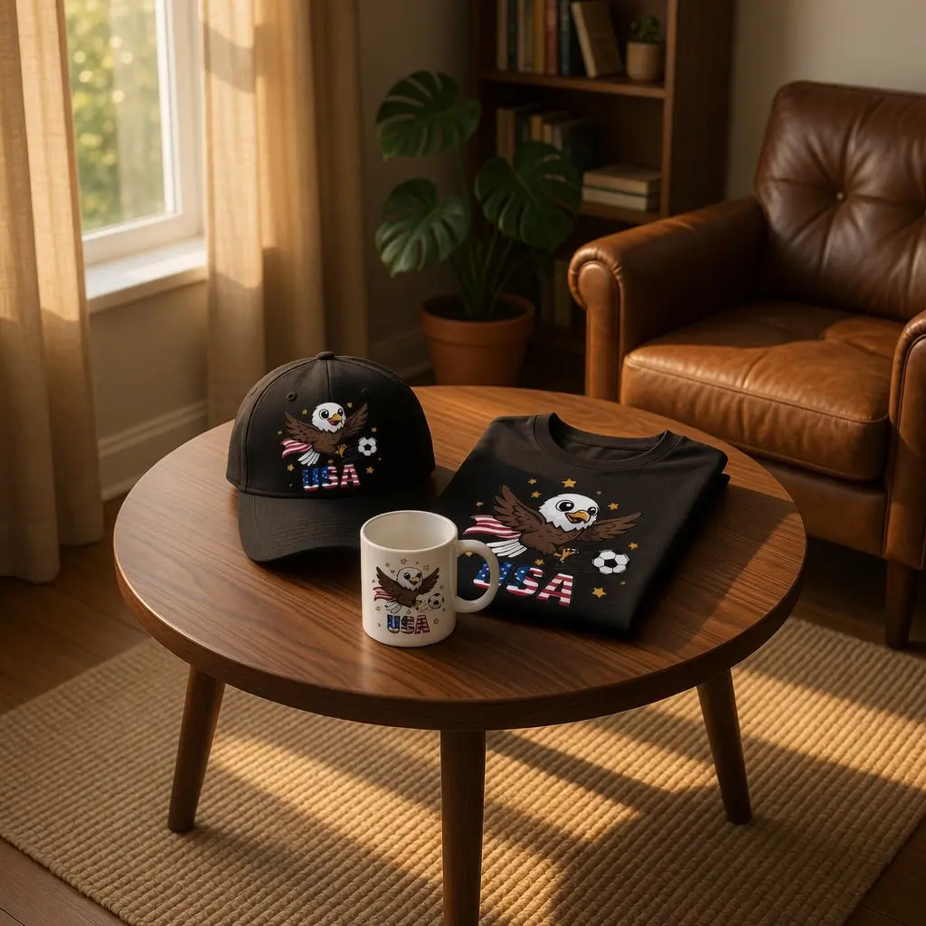 USA Cute Eagle Soccer Gift Set | Shirt + Cap + Mug