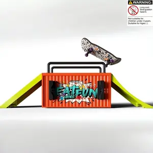 Multi-Functional Container Slide Platform, Cool Storage, Transformable Skateboard Training Area, Skateboard Ramps, Fun Family Interactive Toy Gift, Skateboard Trucks