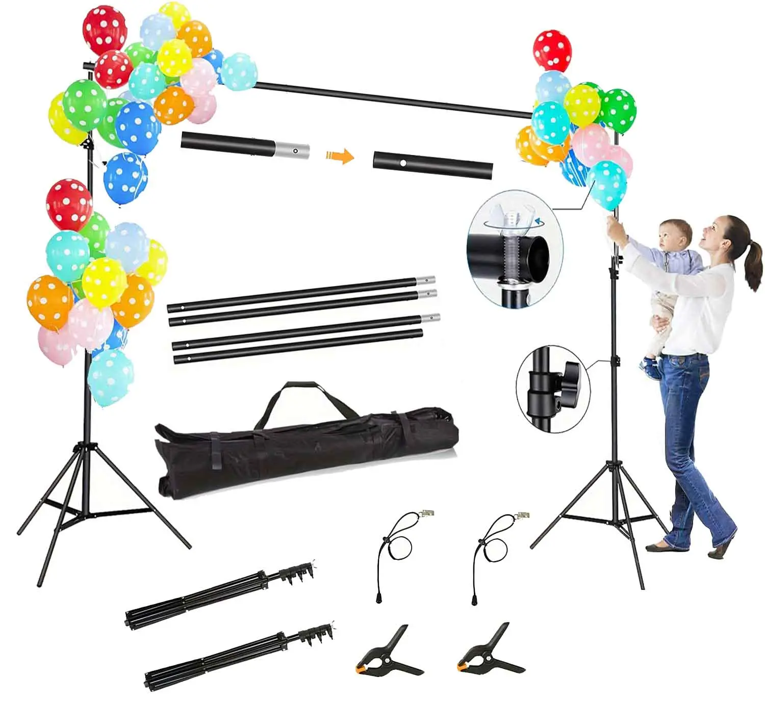 Studio Backdrop Support Stand Kit - Product for Backdrop Support Needs Photography Studio Backdrop Stand Photo Video StudioBackground Stand Backdrop Support System Kit SceneryShelf Frame Light Kit