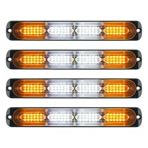 2/4PCS 24-LED Amber Strobe Lights for Vehicles - Waterproof Emergency Warning Lamps with Aluminum Case,Super Bright Hazard Flashing Bar for Trucks & Heavy Equipment