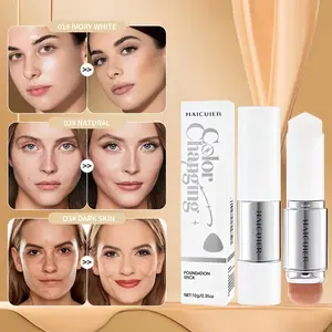 Color-Changing Foundation Stick Concealer, 3-In-1 Multi-Color, Natural Finish, Cream Texture, Suitable for Medium to Dark Skin, Long-Lasting Moisturizing